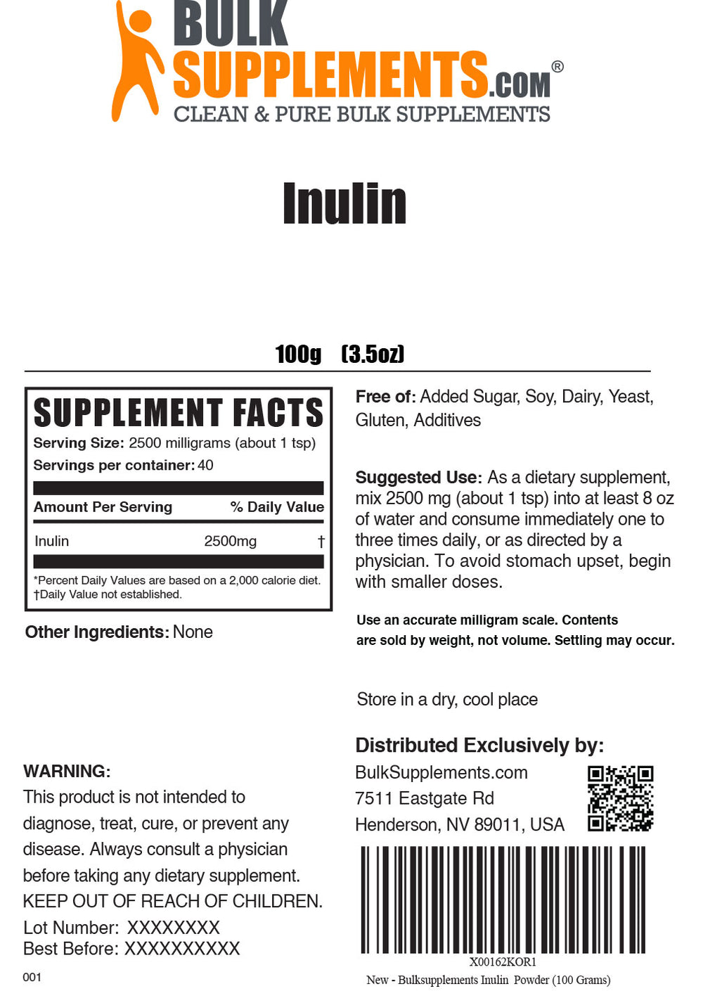 Inulin | Inulin (FOS) Powder | Fructooligosaccharide Supplement