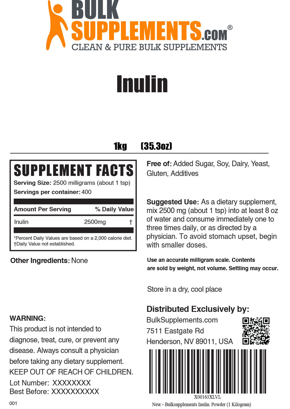 Supplement Facts Inulin