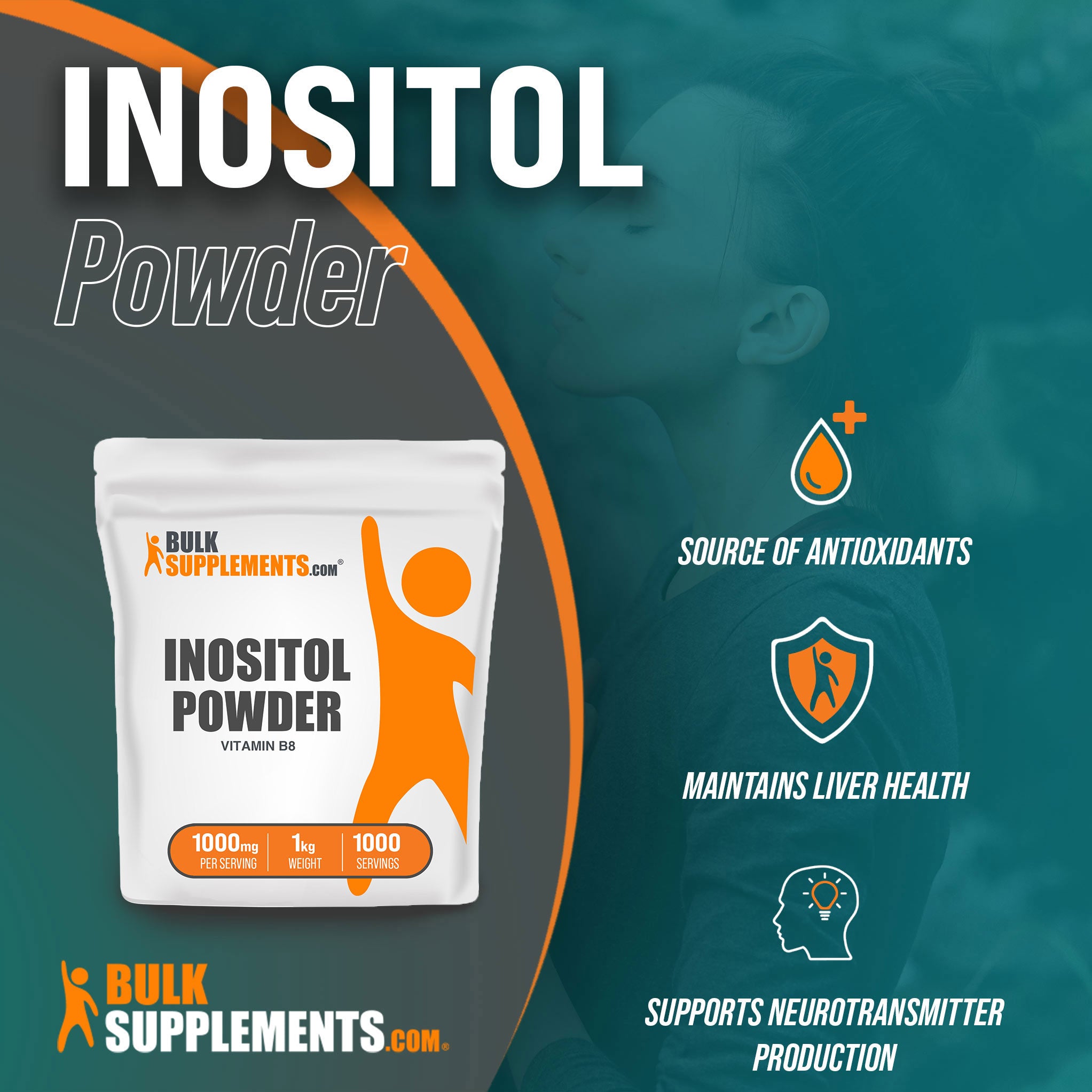 Benefits of Inositol Powder; source of antioxidants, maintains liver health, supports neurotransmitter production