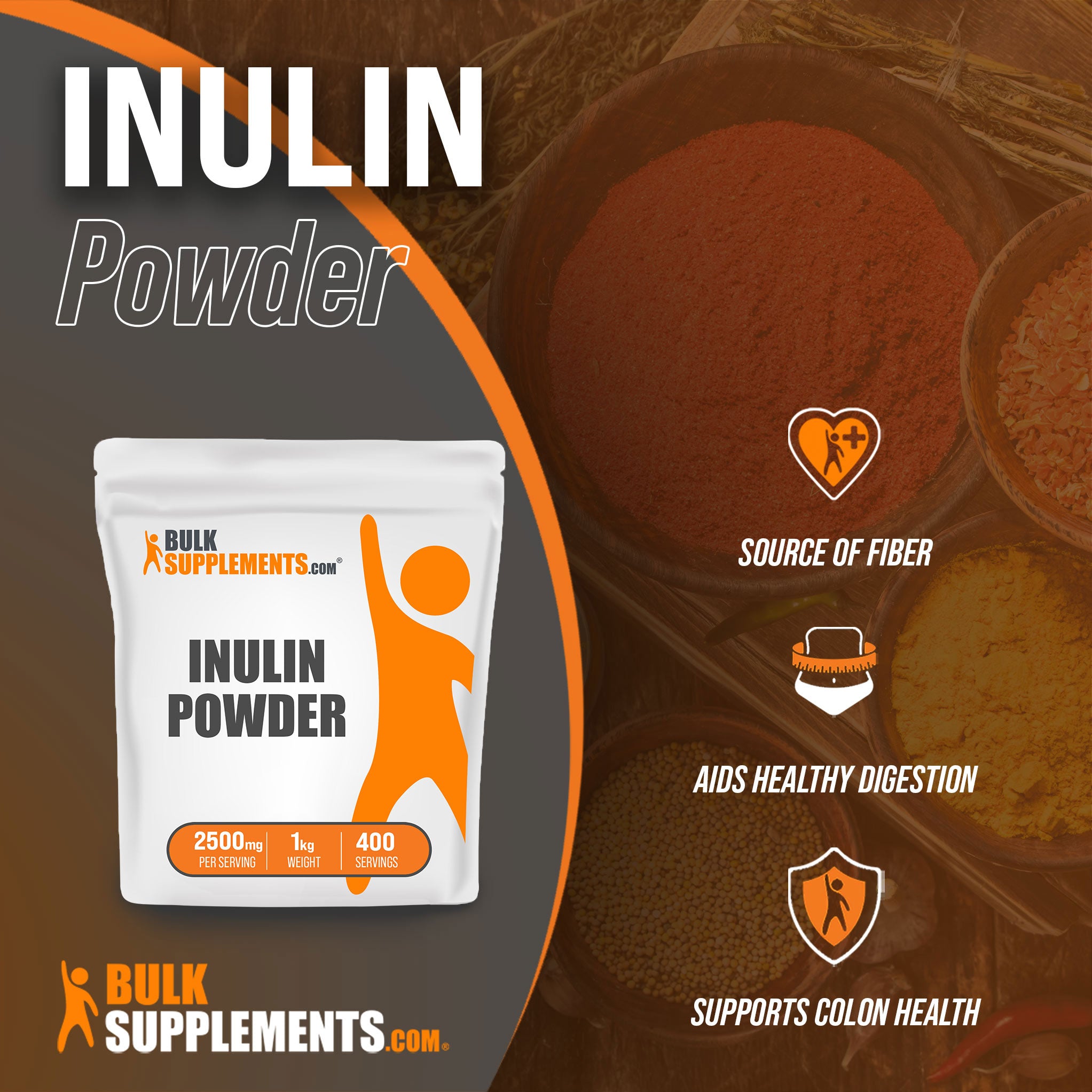 Benefits of Inulin Powder; source of fiber, aids healthy digestion, supports colon health