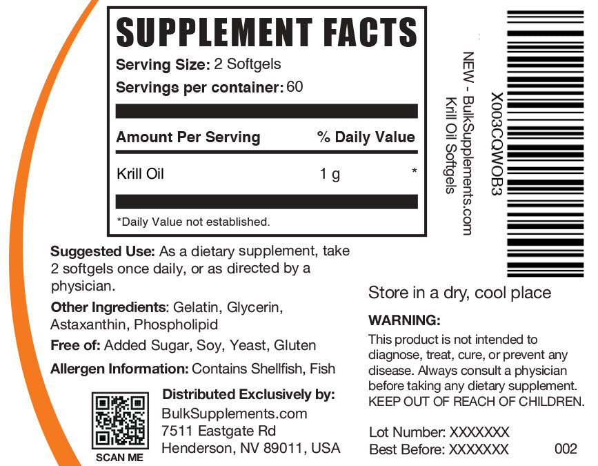 Supplement Facts Krill Oil Softgels