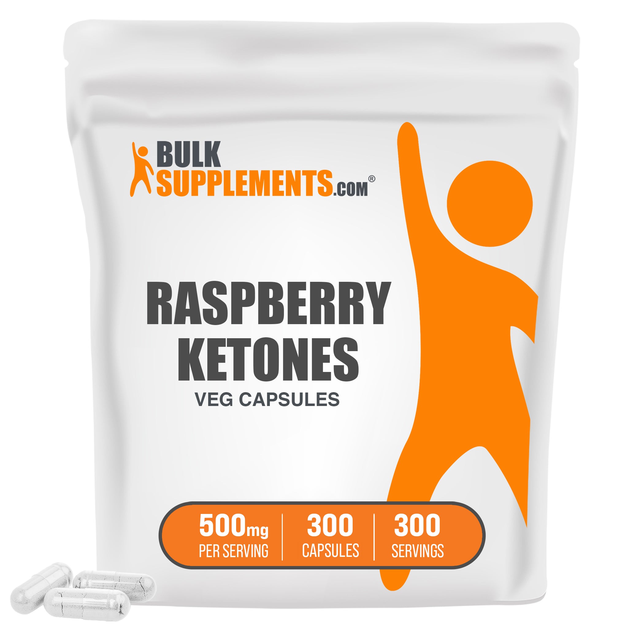 BulkSupplements Raspberry Ketones Vegetarian Capsules 500mg 300 capsules bag