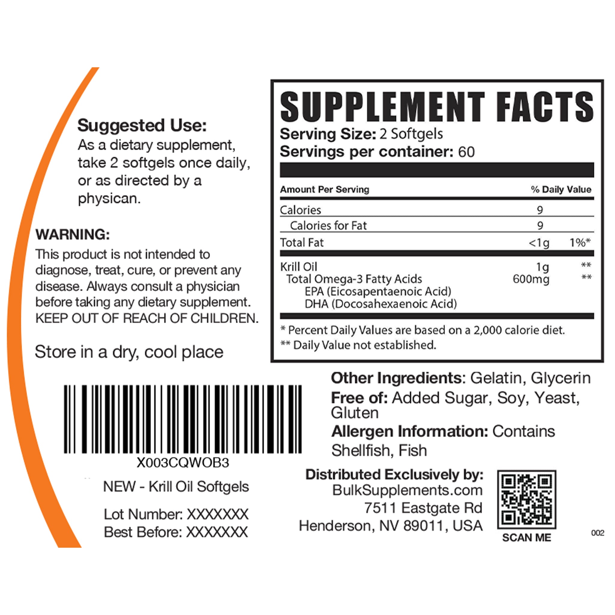 Supplement Facts Krill Oil Softgels