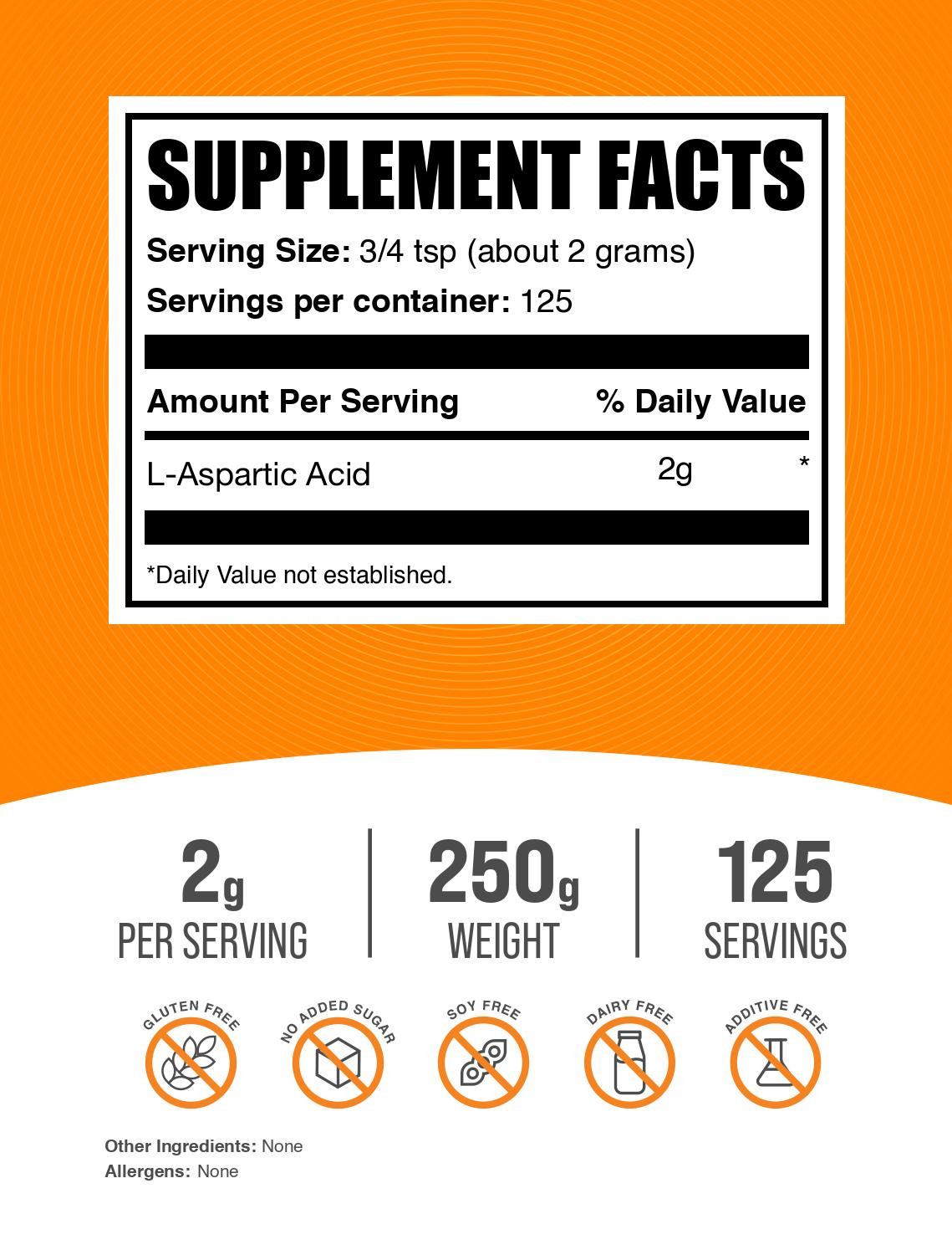 L-Aspartic Acid powder label 250g