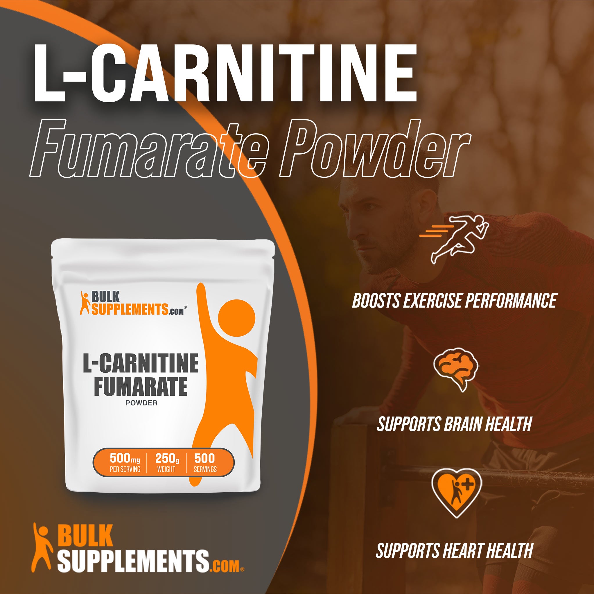 Benefits of L-Carnitine Fumarate: boosts exercise performance, supports brain health, supports heart health