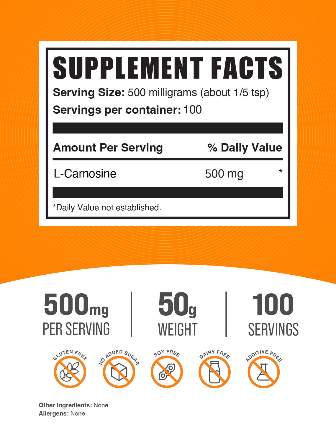 BulkSupplements L-Carnosine Powder Supplement Facts