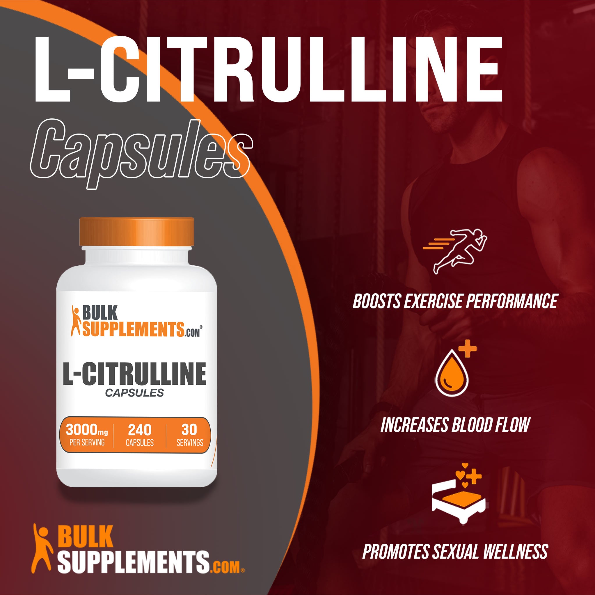 L-Citrulline Capsules 240 ct Main Benefits Image