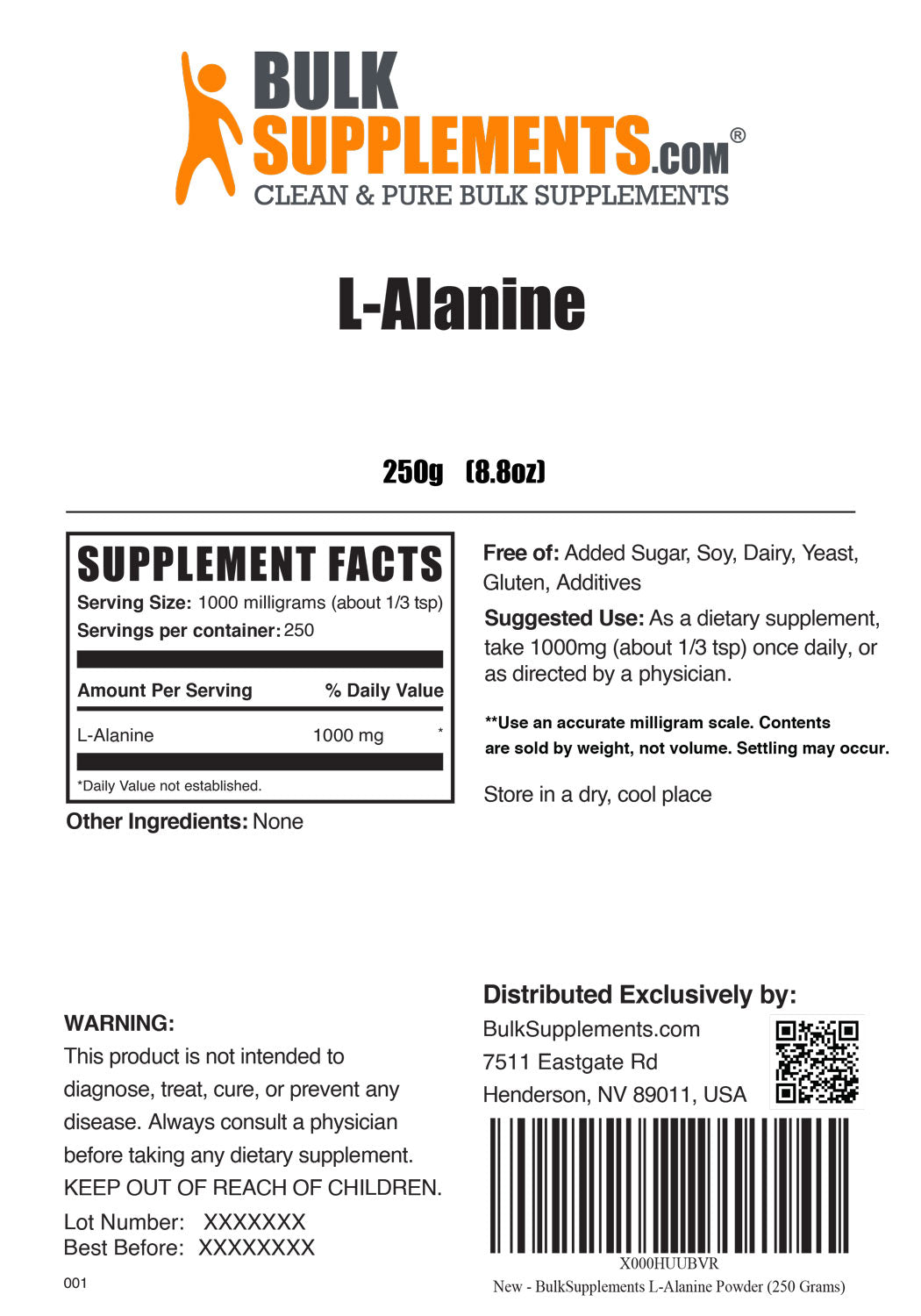 Supplement Facts L-Alanine