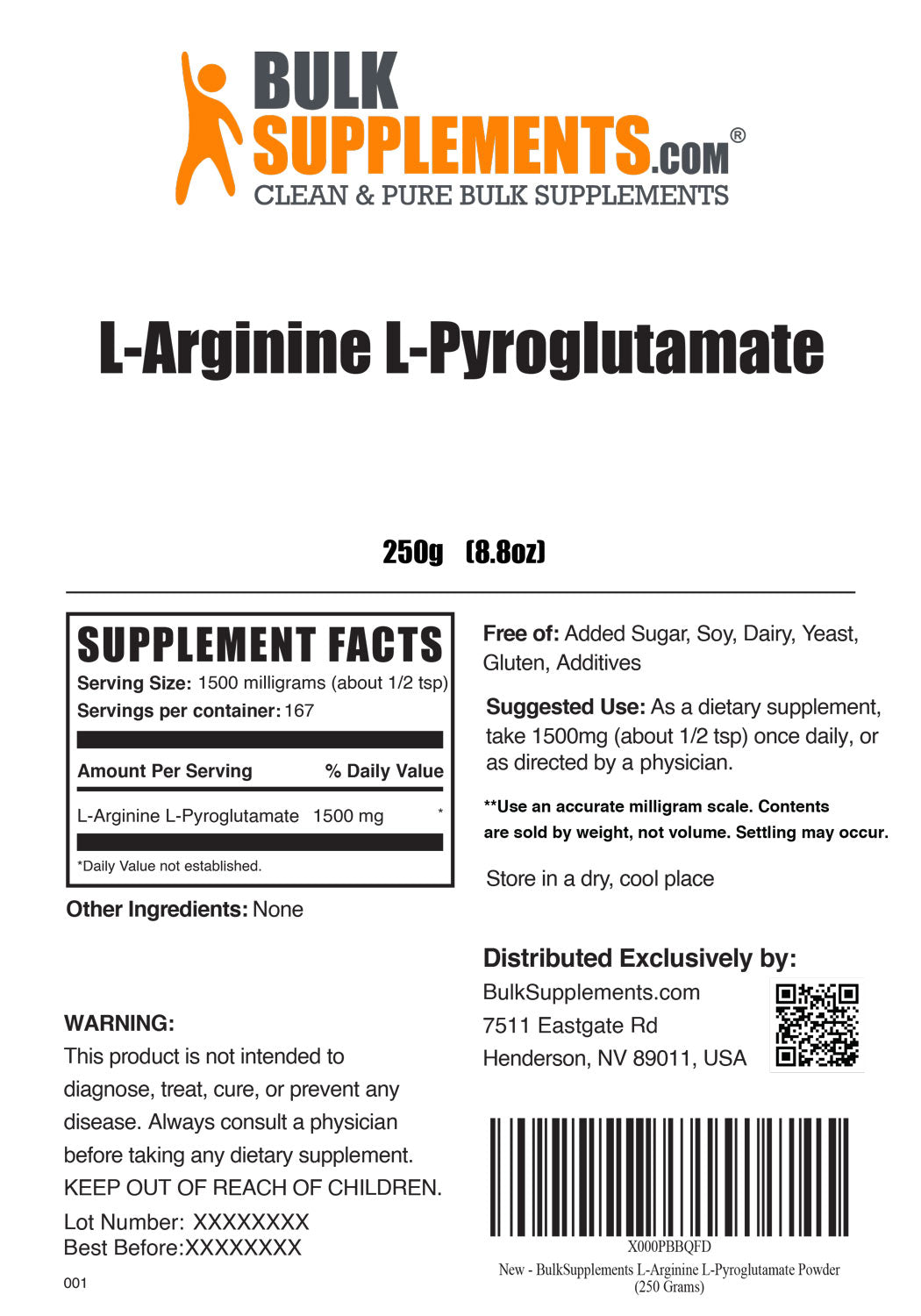 Supplement Facts L-Arginine L-Pyroglutamate