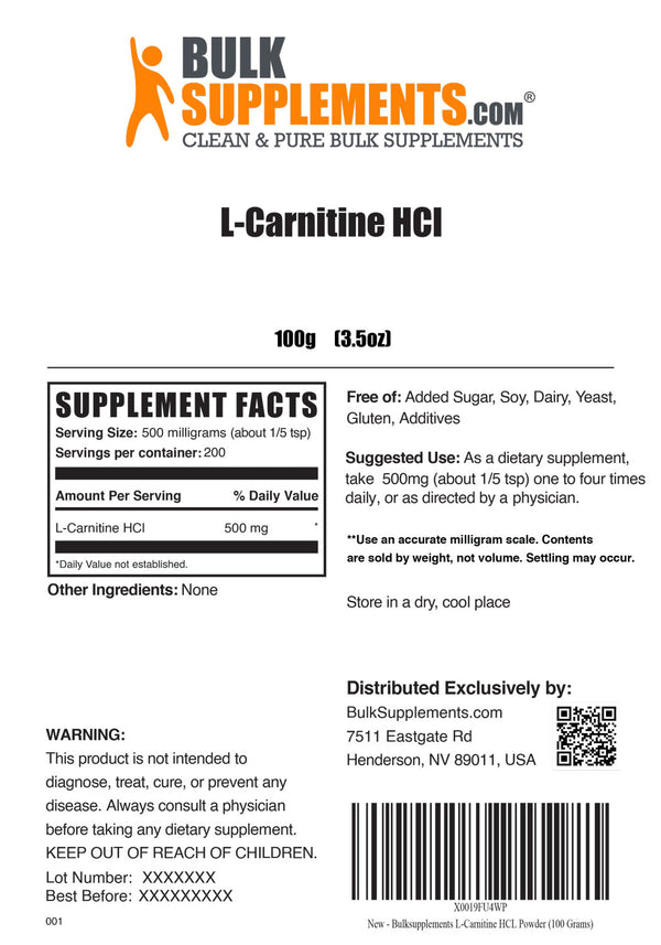 LCarnitine HCl Powder Amino Acid Supplement Powder