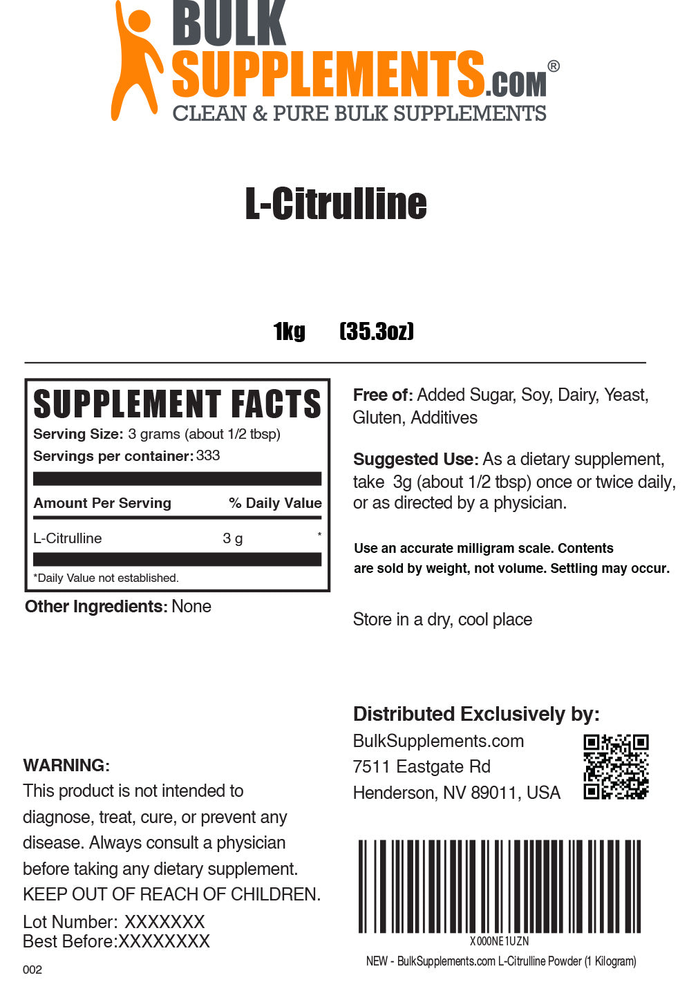 Supplement Facts L-Citrulline