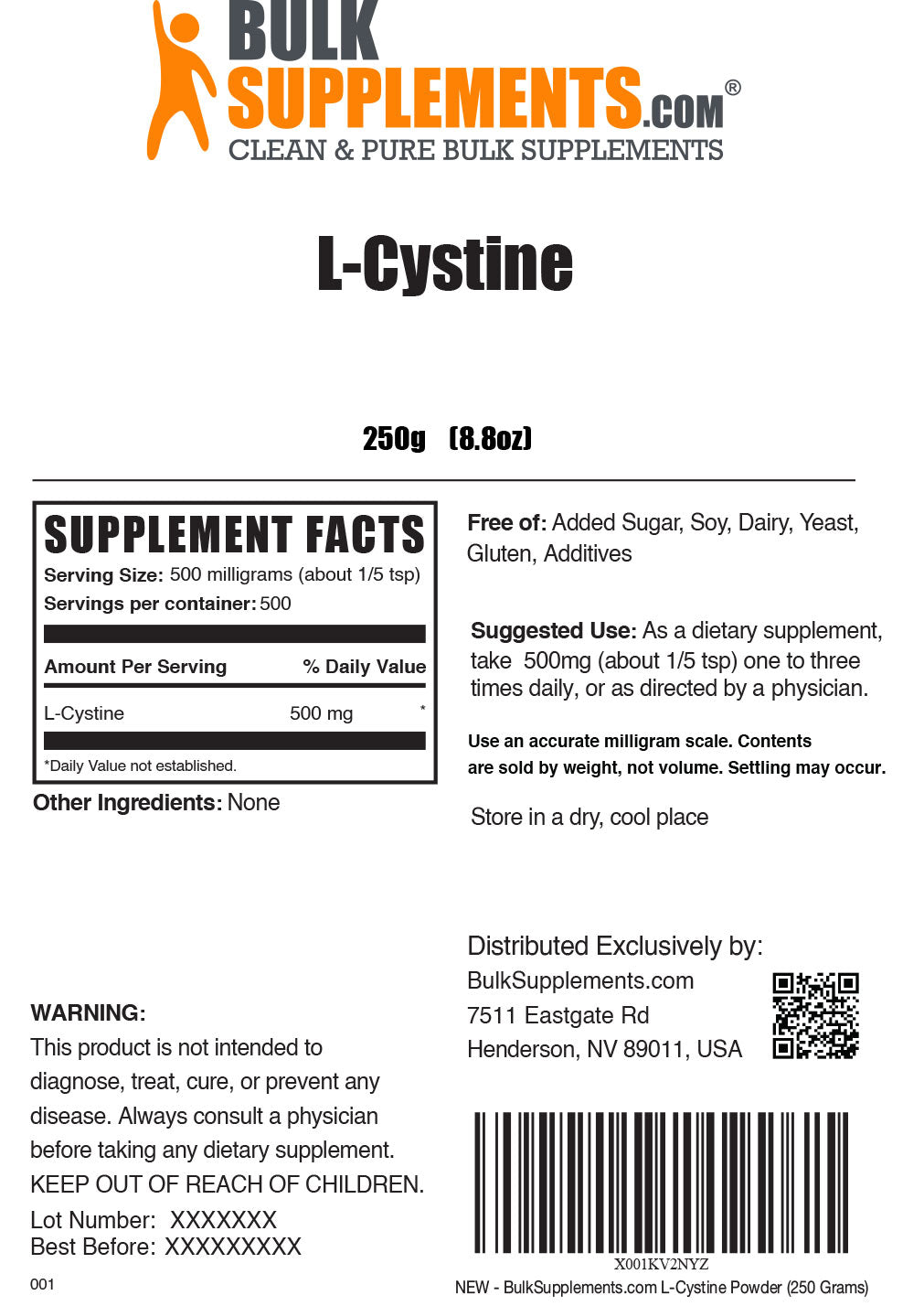 Supplement Facts L-Cystine