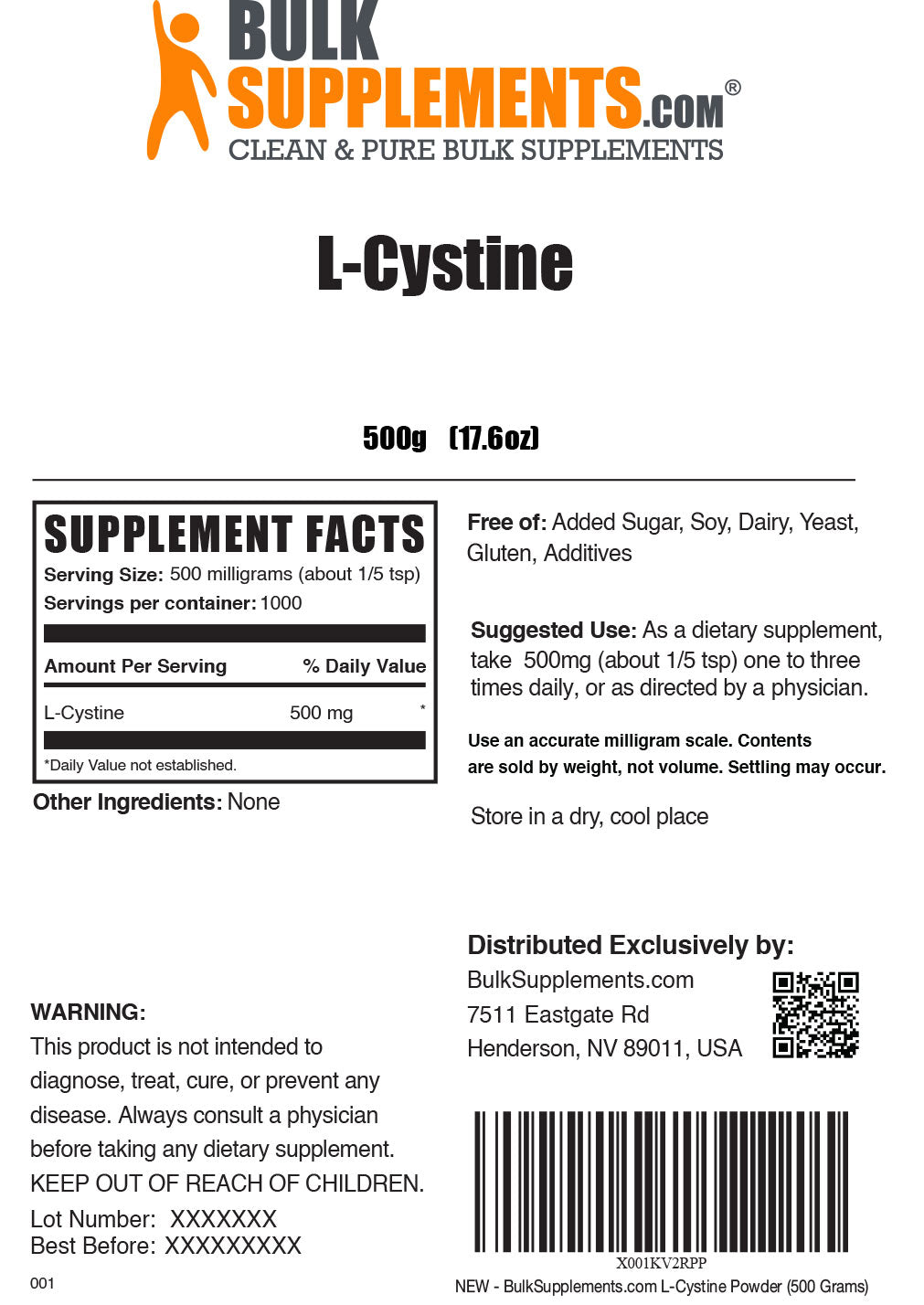 Supplement Facts L-Cystine