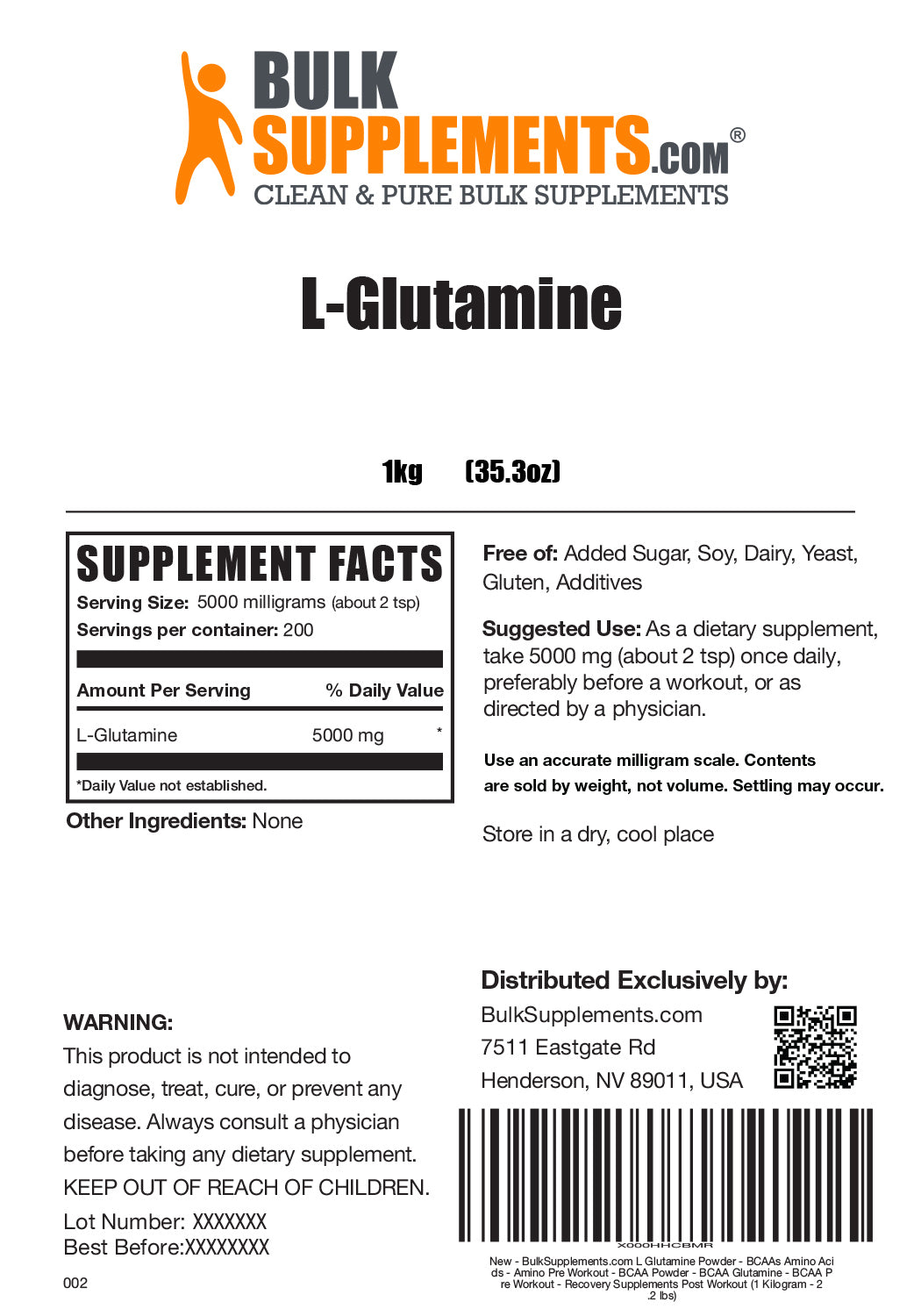 Supplement Facts L-Glutamine