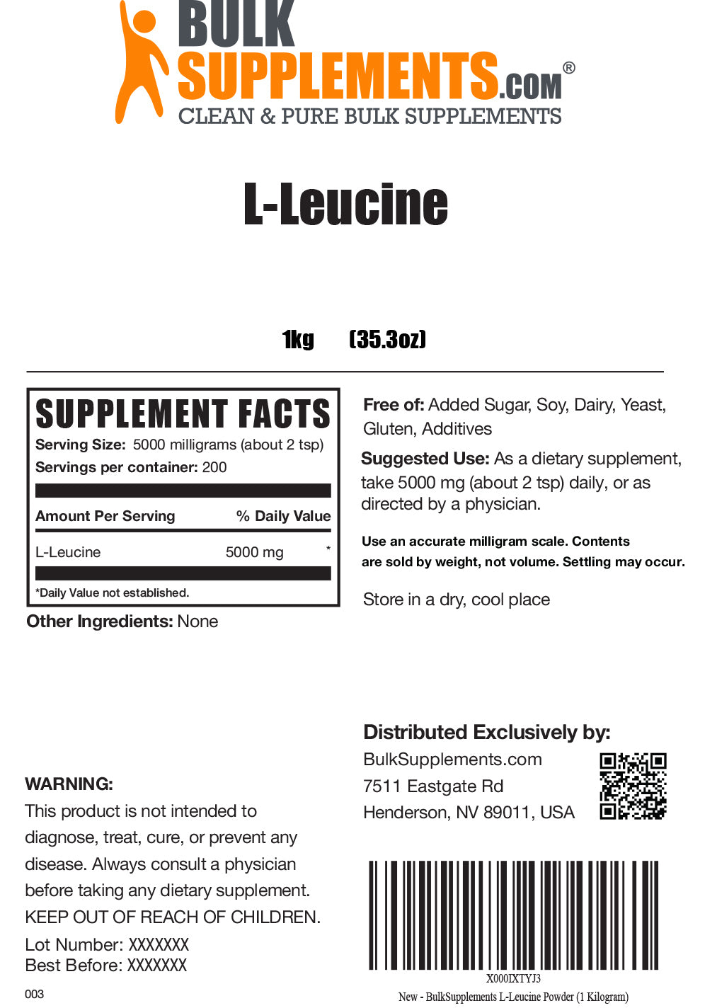 Supplement Facts L-Leucine