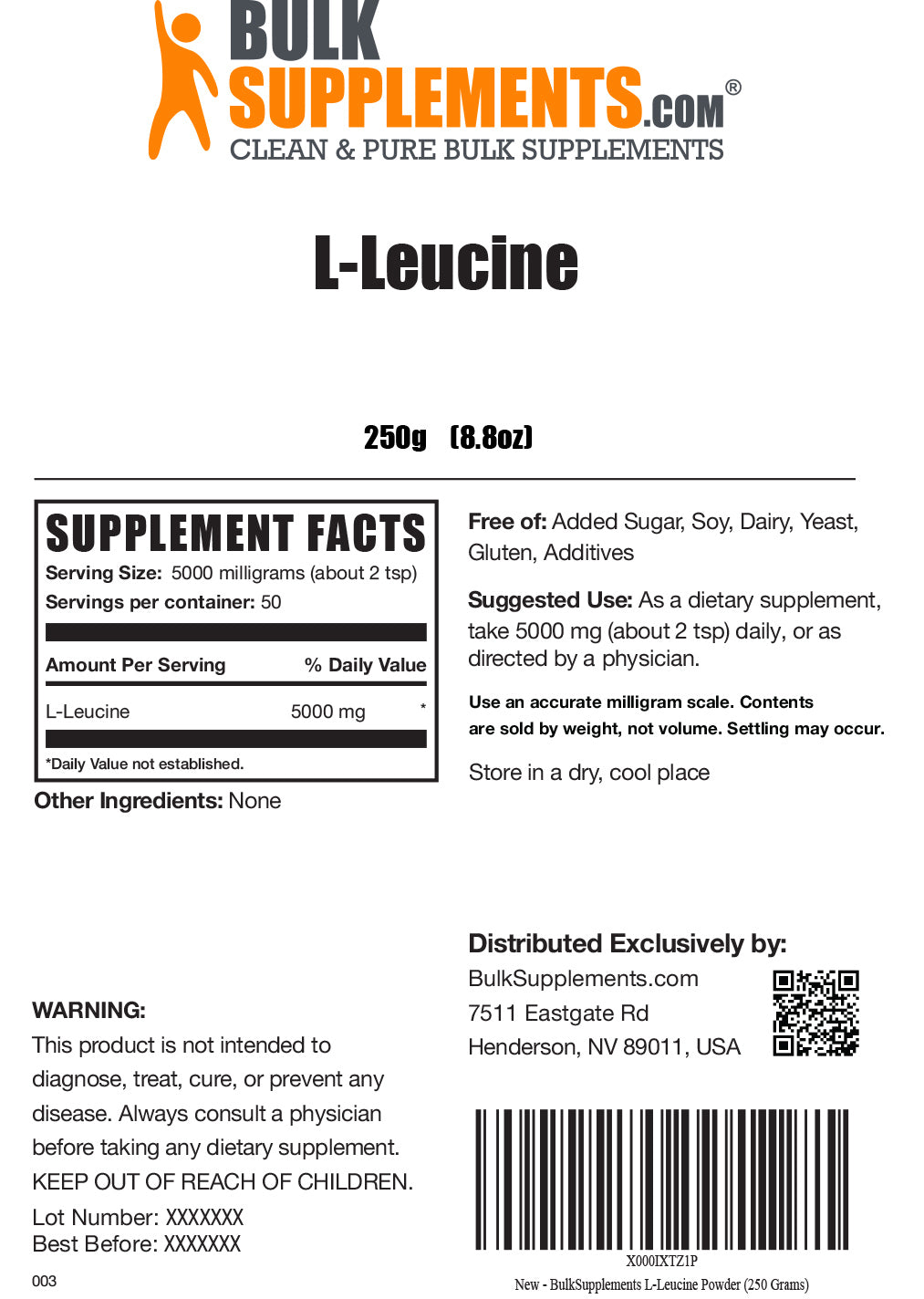 Supplement Facts L-Leucine