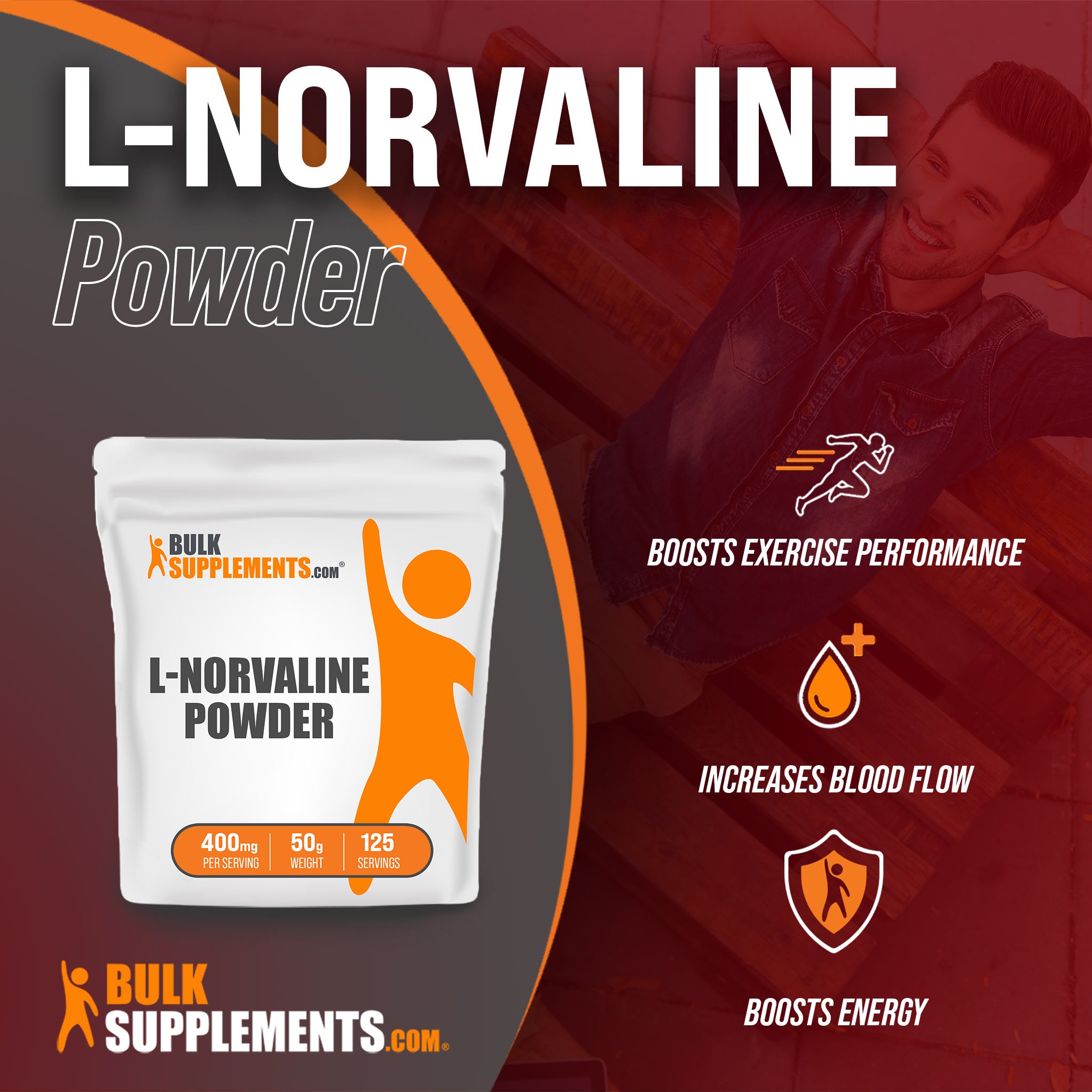 Benefits of L-Norvaline: boosts exercise performance, increases blood flow, boosts energy