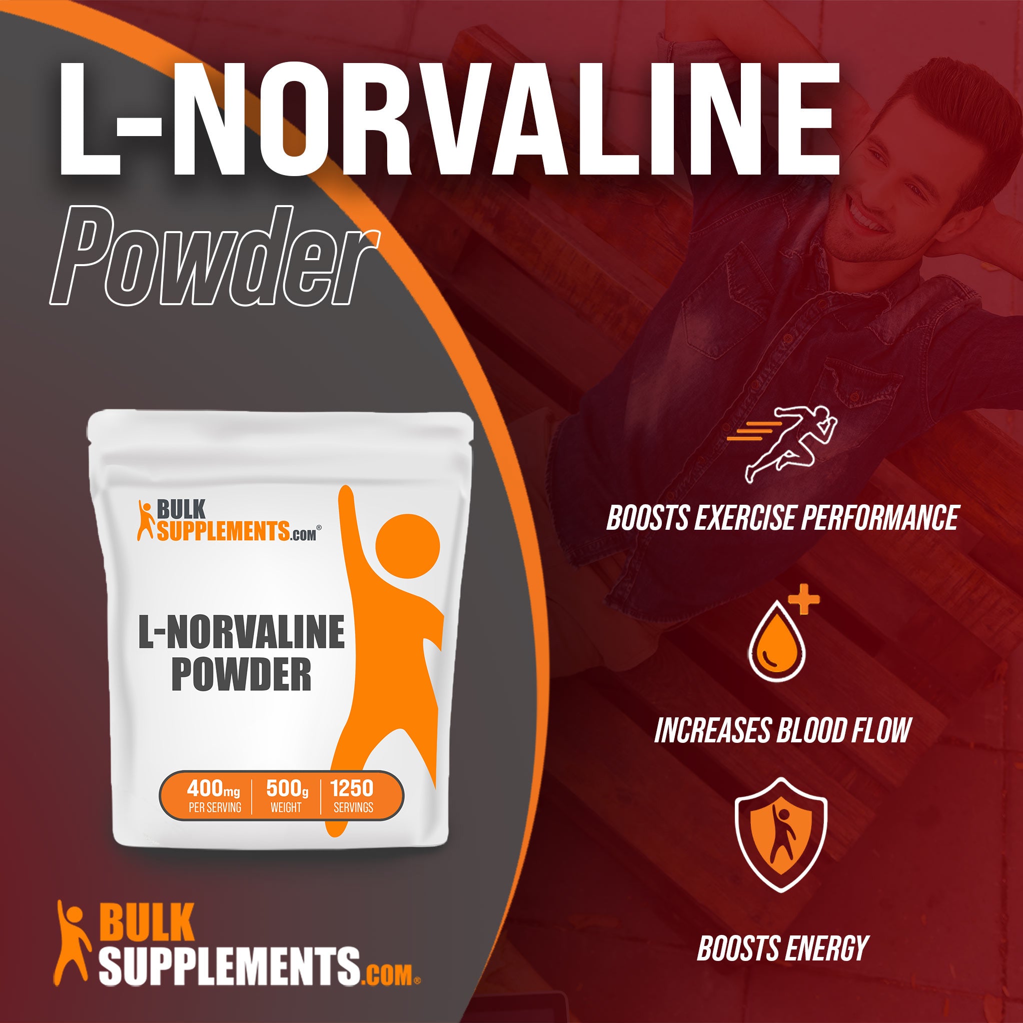 Benefits of L-Norvaline: boosts exercise performance, increases blood flow, boosts energy