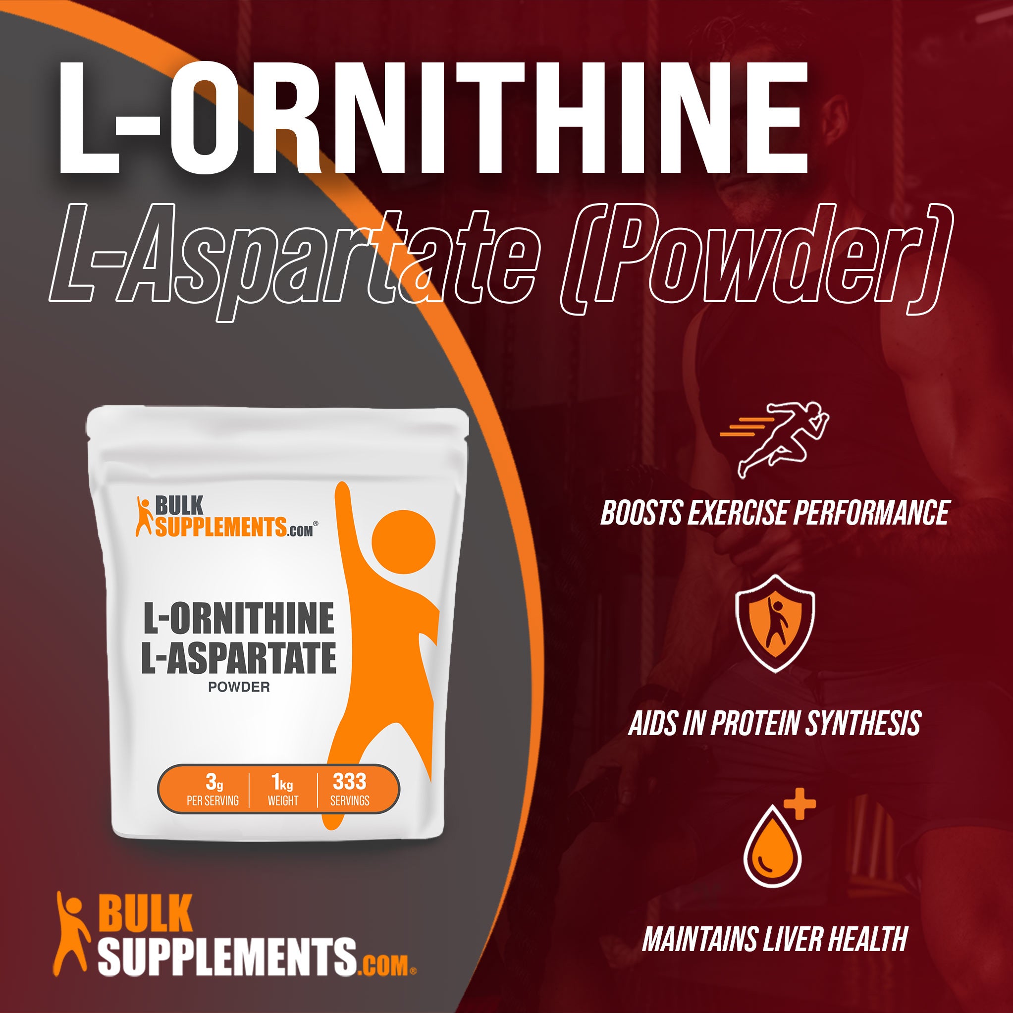 Benefits of L-Ornithine L-Aspartate: boosts exercise performance, aids in protein synthesis, maintains liver health