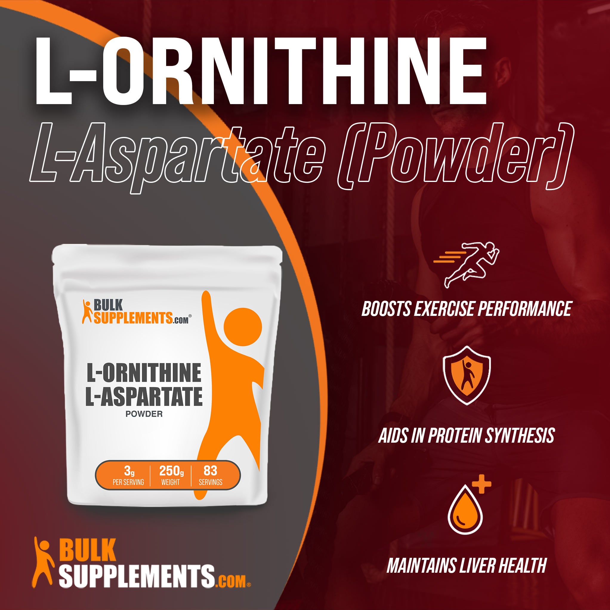 Benefits of L-Ornithine L-Aspartate: boosts exercise performance, aids in protein synthesis, maintains liver health