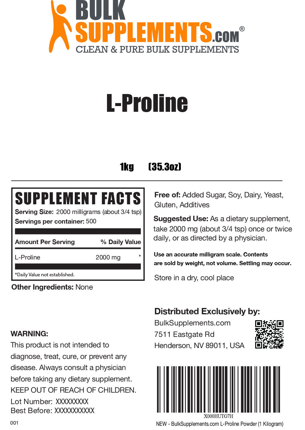 Supplement Facts L-Proline