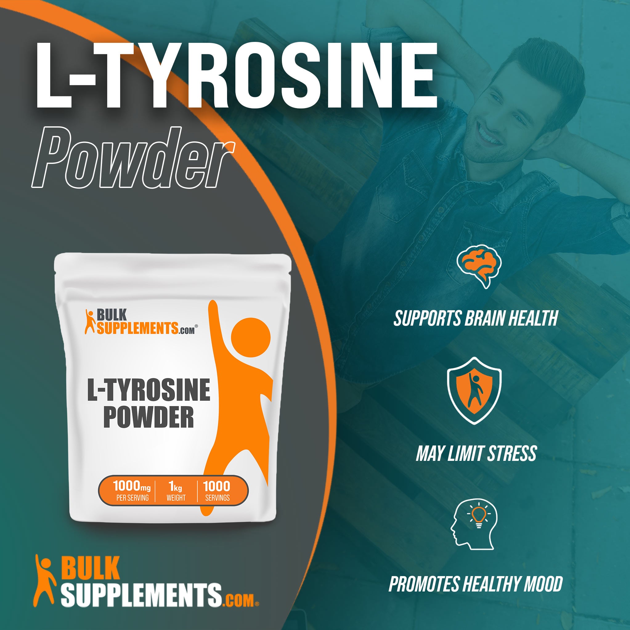 Benefits of L-Tyrosine: supports brain health, may limit stress, promotes healthy mood