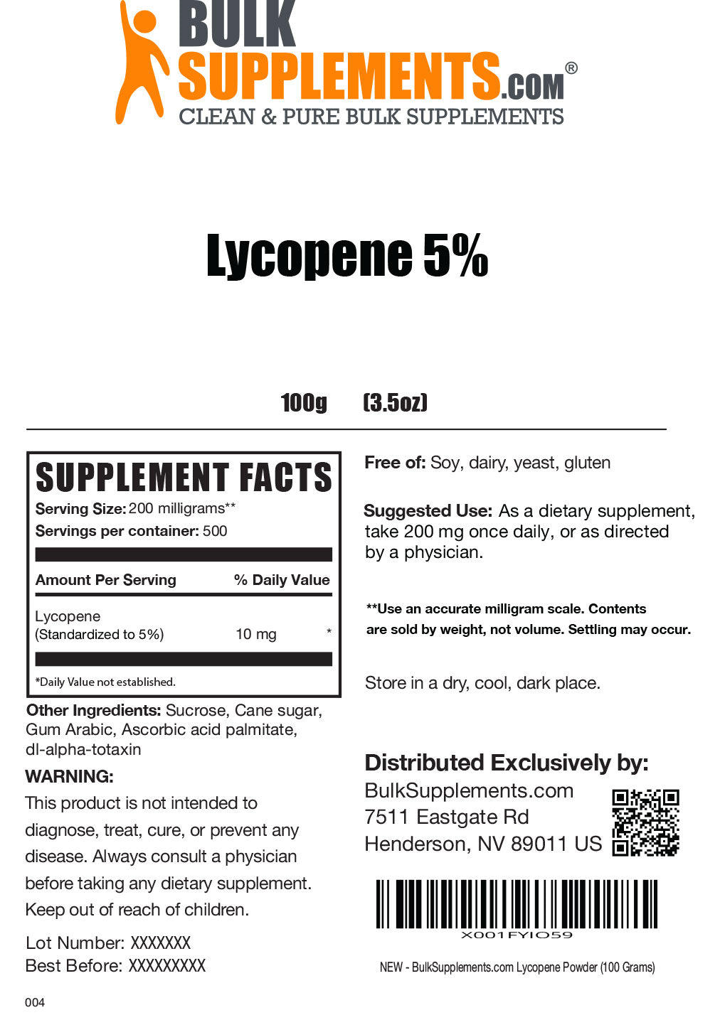 Lycopene supplement facts