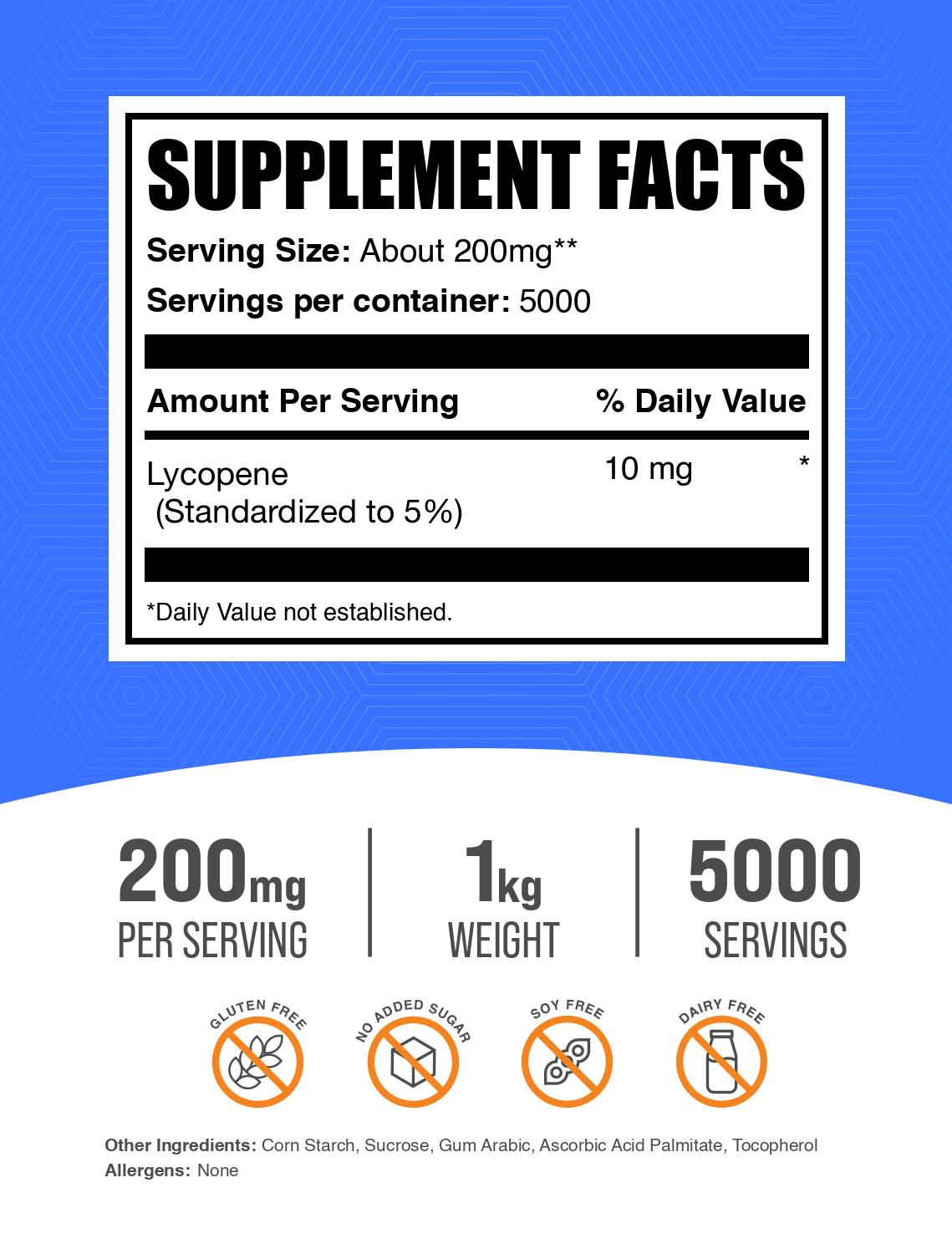 Lycopene powder label 1kg