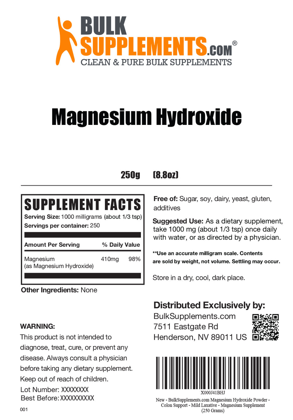 Magnesium Hydroxide Powder Magnesium Supplement