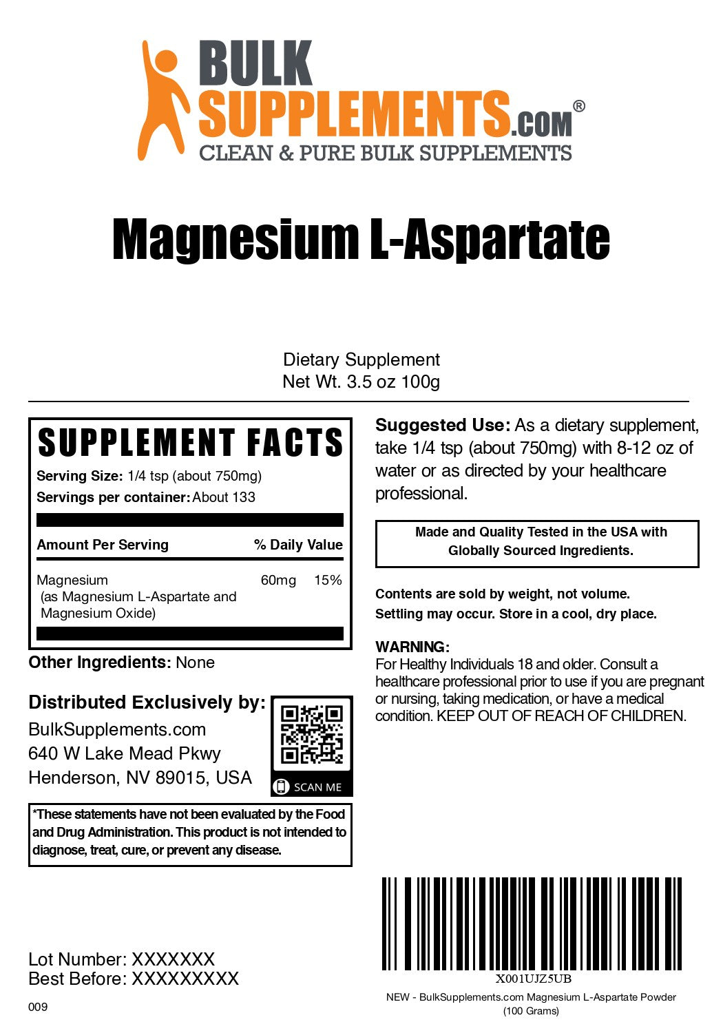 Magnesium L-Aspartate Powder