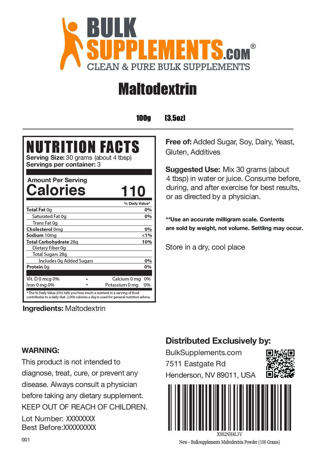 Nutrition Facts Maltodextrin
