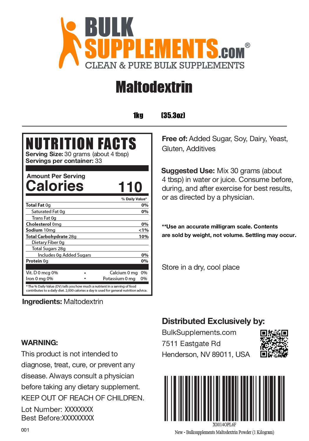 Nutrition Facts Maltodextrin