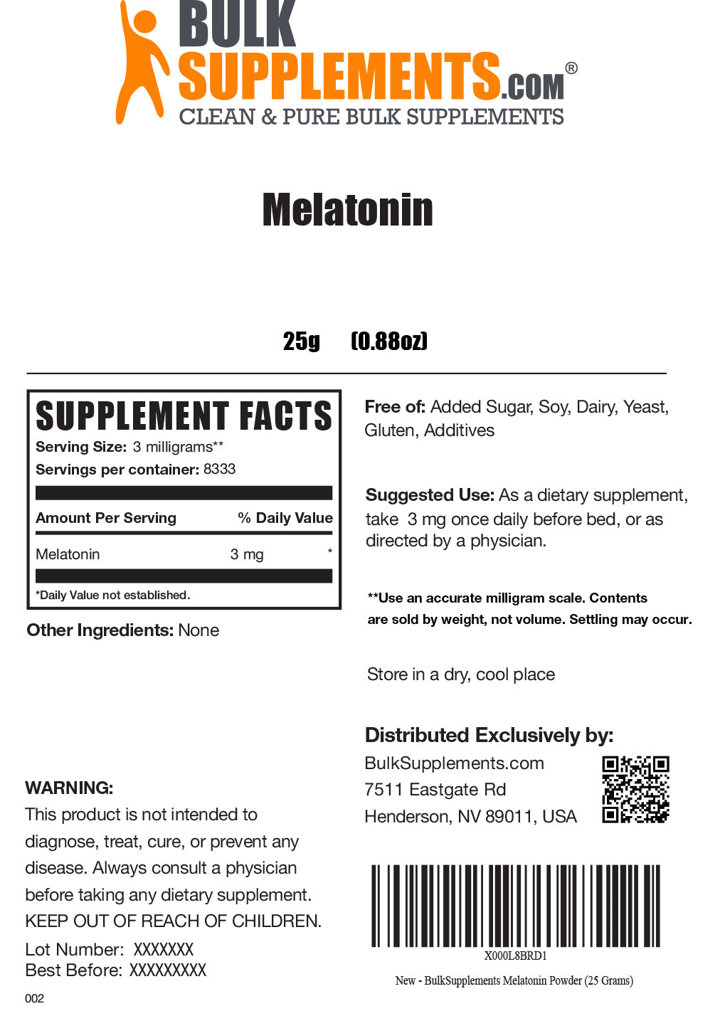 Supplement Facts Melatonin