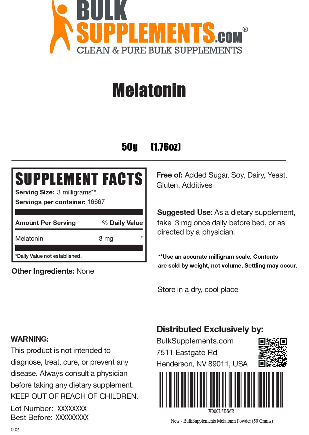 Supplement Facts Melatonin