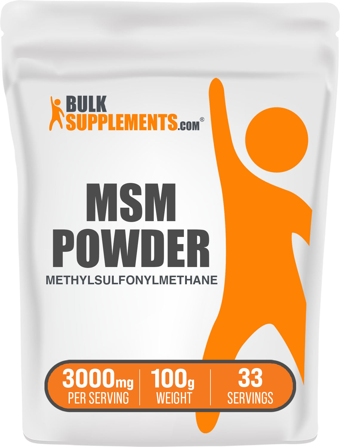 BulkSupplements MSM Powder Methylsulfonylmethane 100g bag