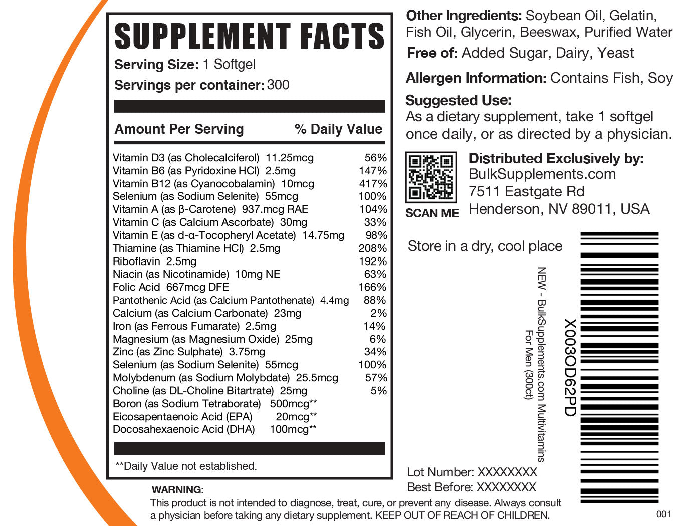 Supplement Facts Multivitamin Softgels