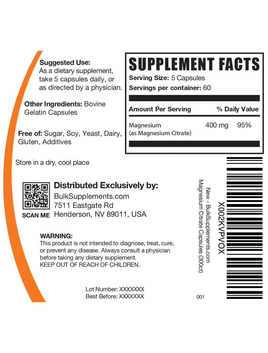 magnesium citrate caps label