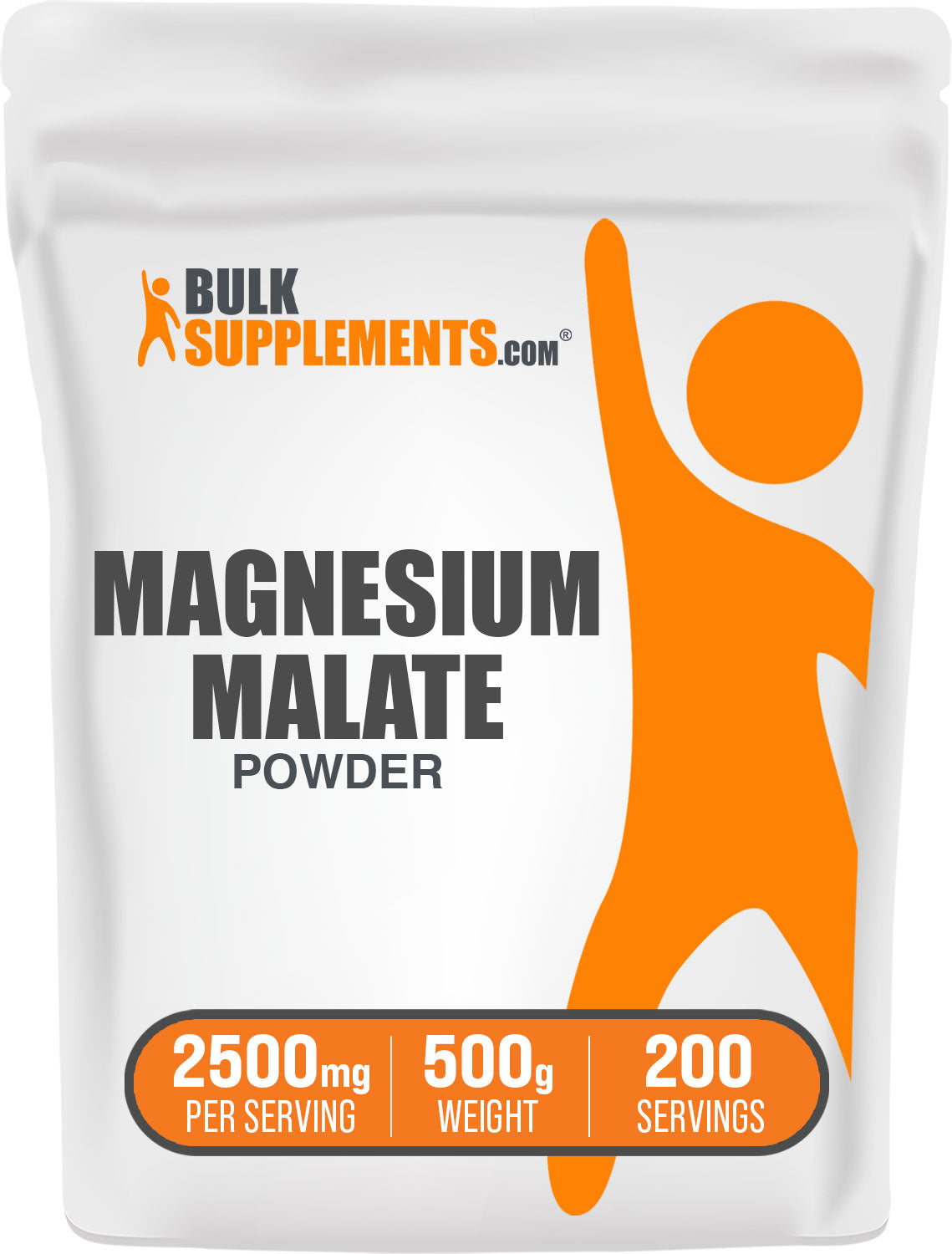 Magnesium Malate Powder, 500g Bag, 2500mg per serving and 200 servings
