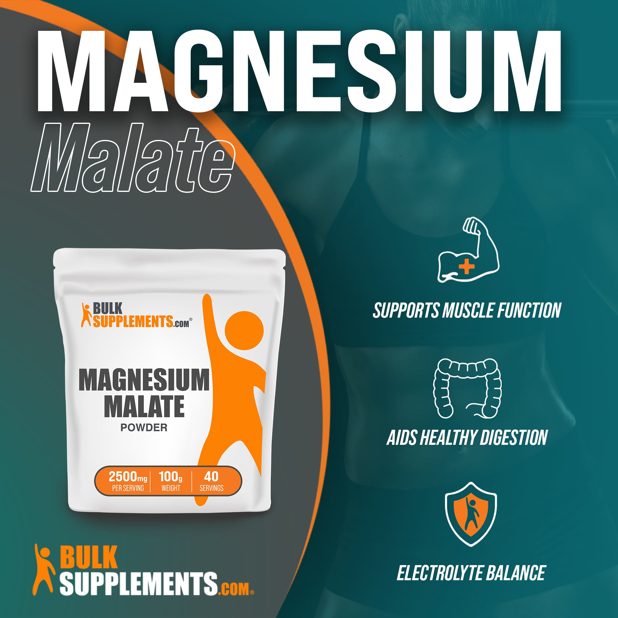 Magnesium Malate Powder from Bulk Supplements for muscles, digestion and electrolytes