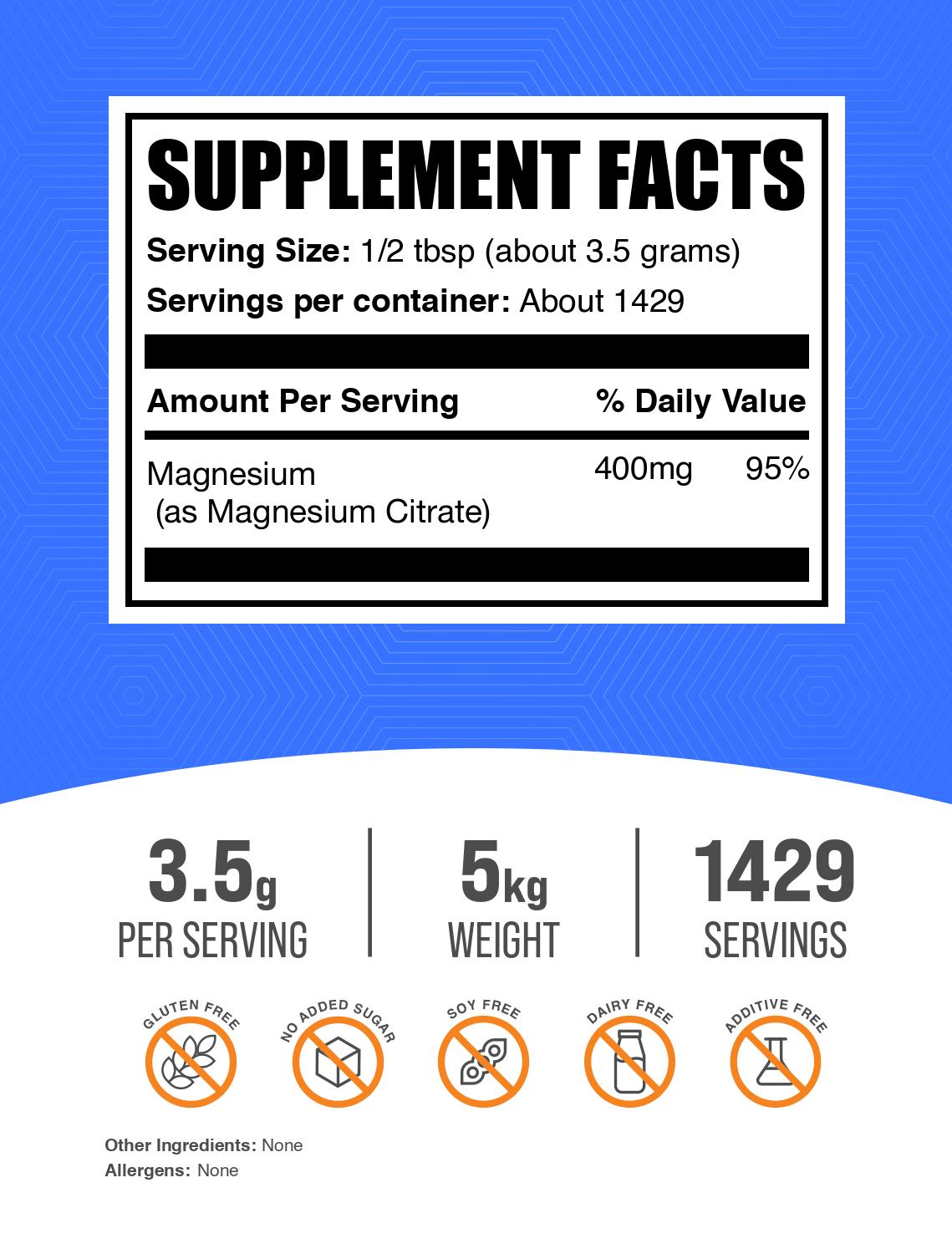 Magnesium citrate powder label kg