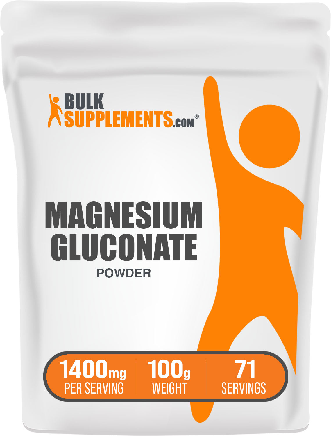 BulkSupplements Magnesium Gluconate Powder 100g bag