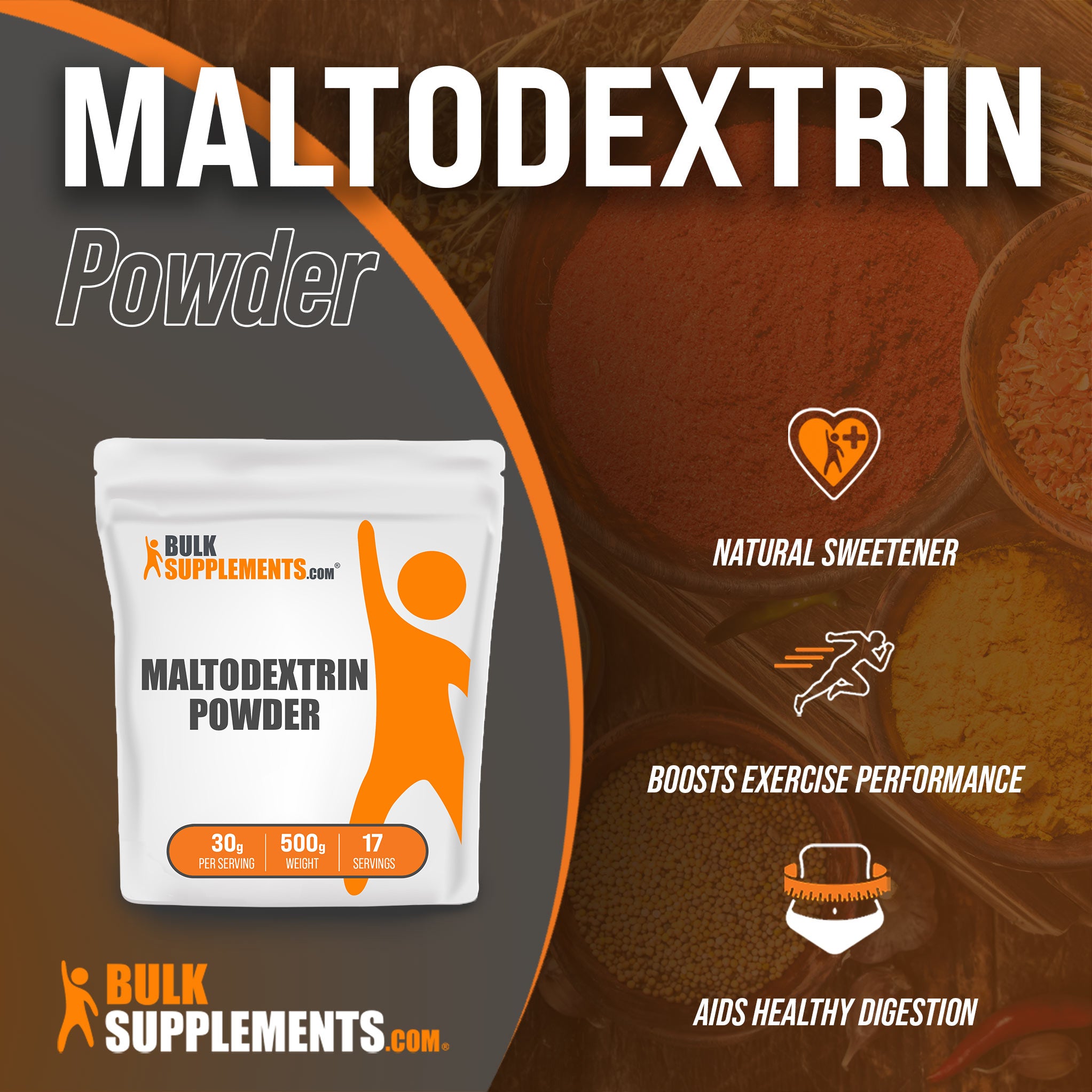 Benefits of Maltodextrin: natural sweetener, boosts exercise performance, aids healthy digestion