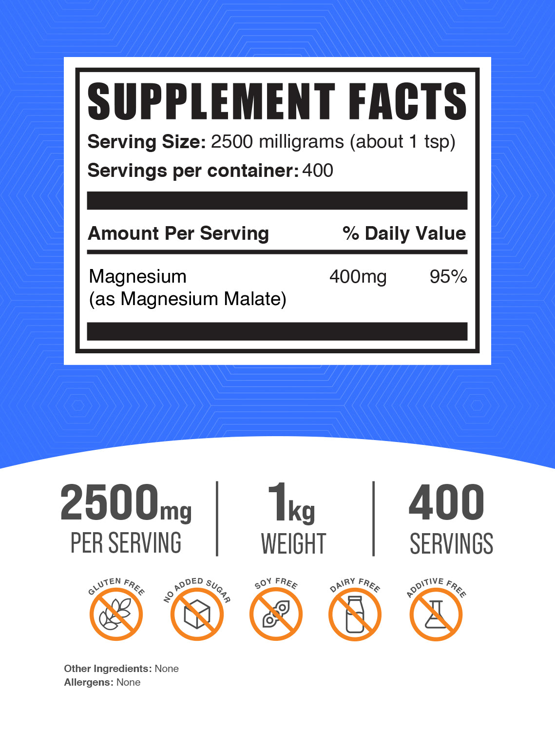 Magnesium Malate powder label 1kg