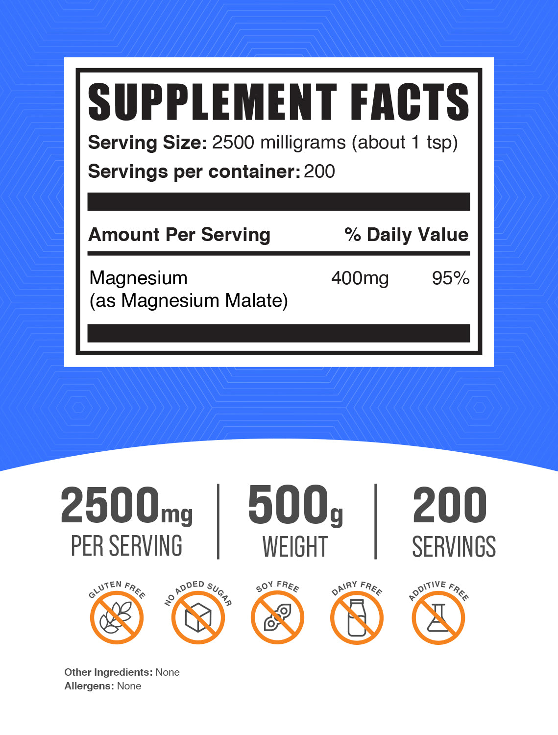 Magnesium Malate powder label 500g