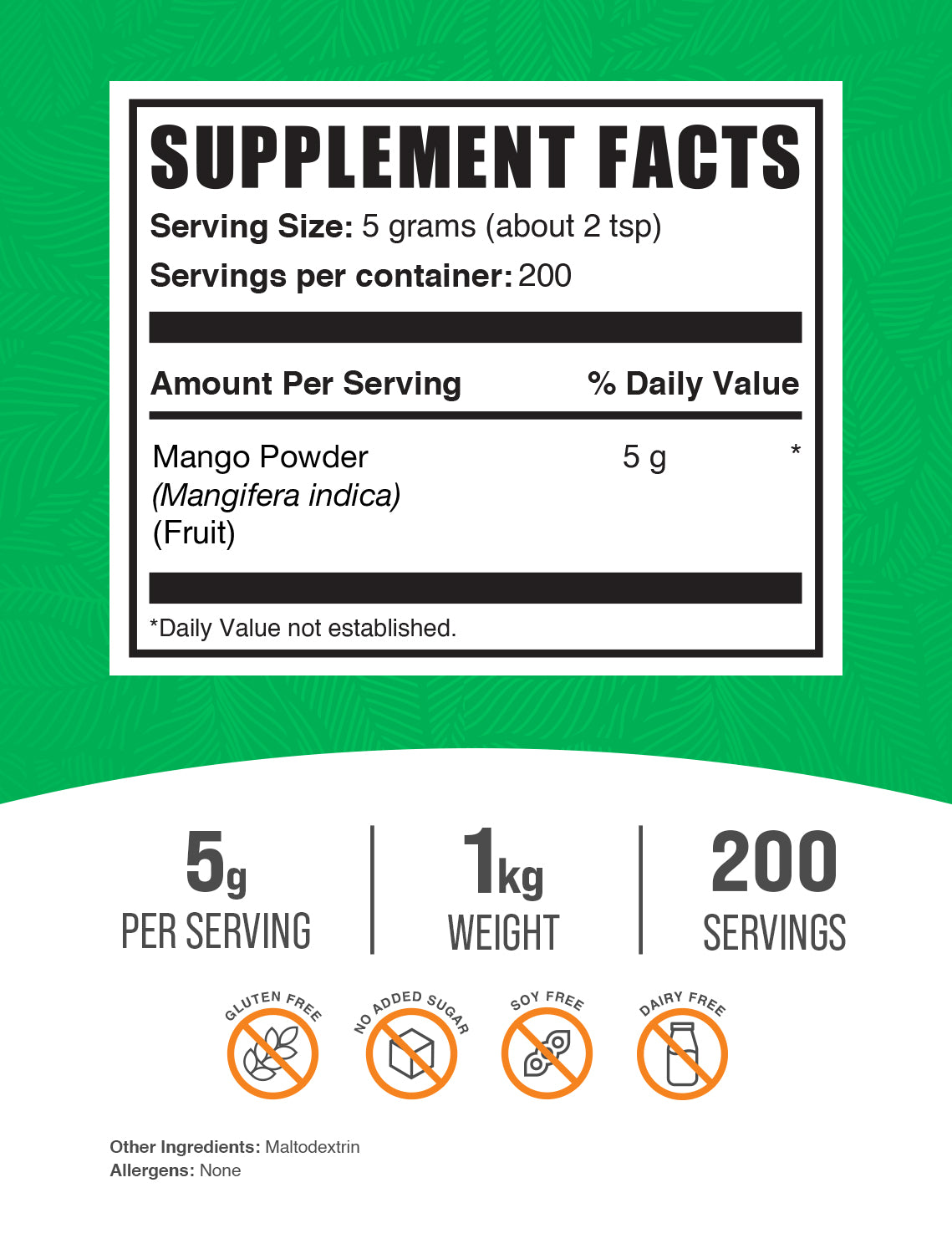 Mango Powder 1kg label