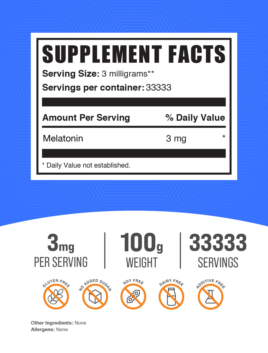 Melatonin Powder 100g Label