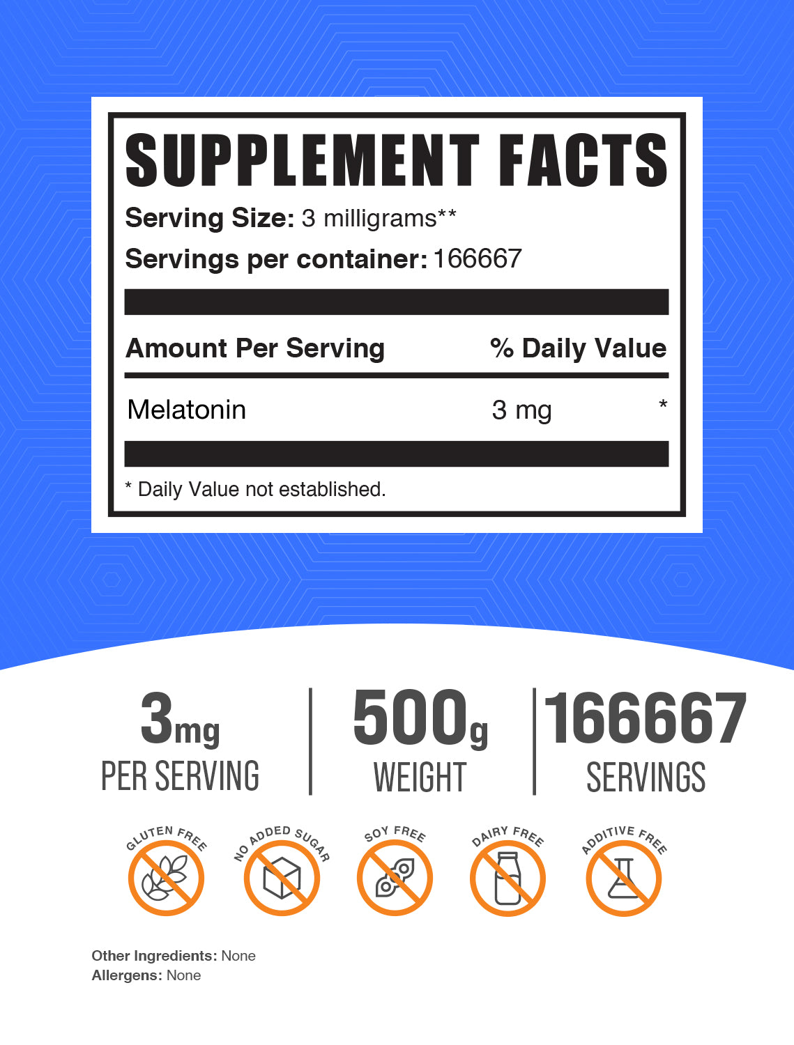 Melatonin Powder 500g Label