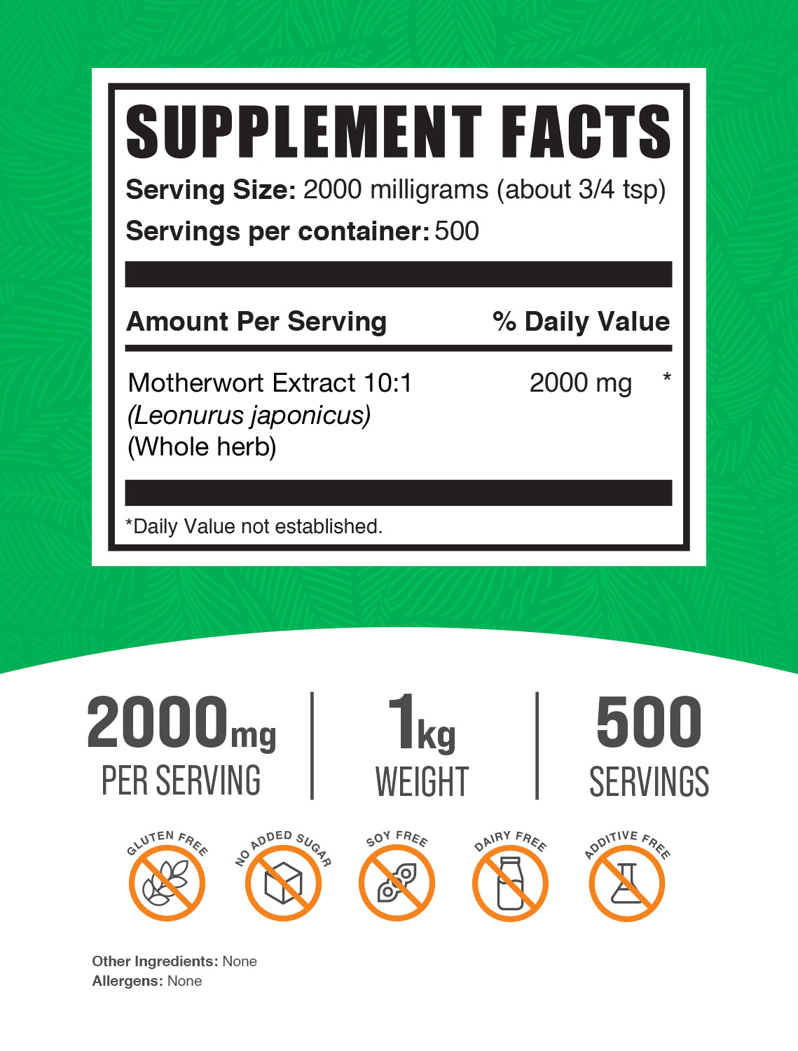 Motherwort Extract Powder 1kg Label