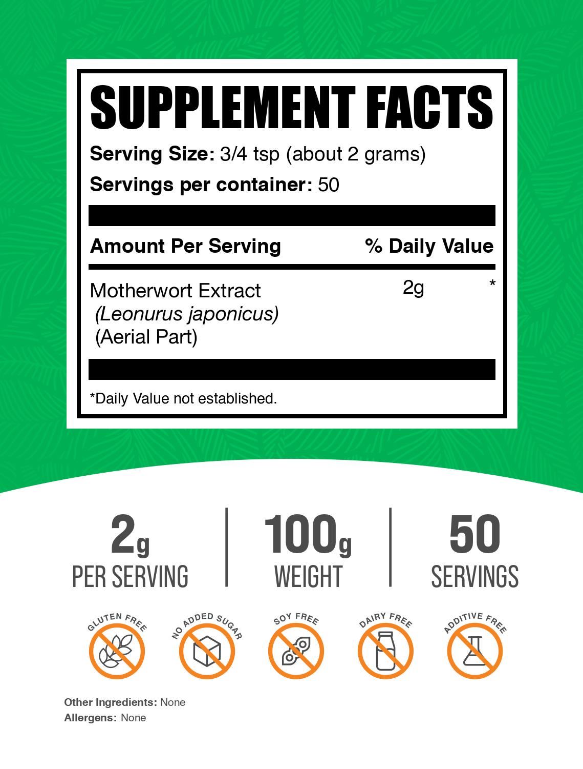 Motherwort Extract Powder 100g Label