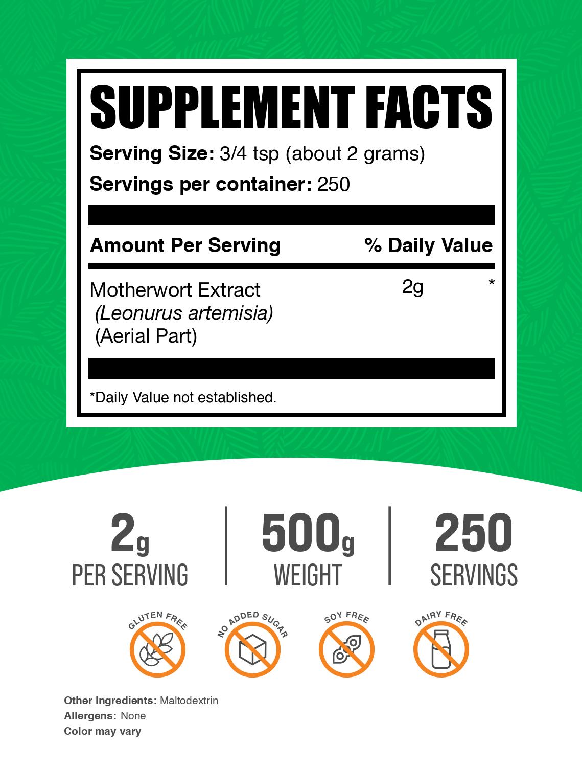 Motherwort Extract Powder 500g Color Label